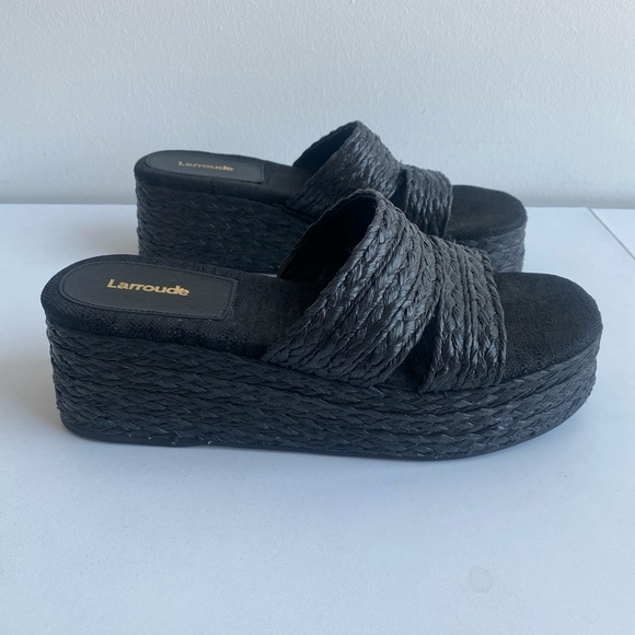 Larroude The Ash sandals handmade braided raffia in a flatform style Size 9 - Picture 7 of 13